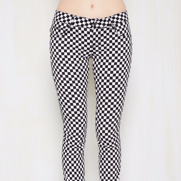 black and white checkered jeans